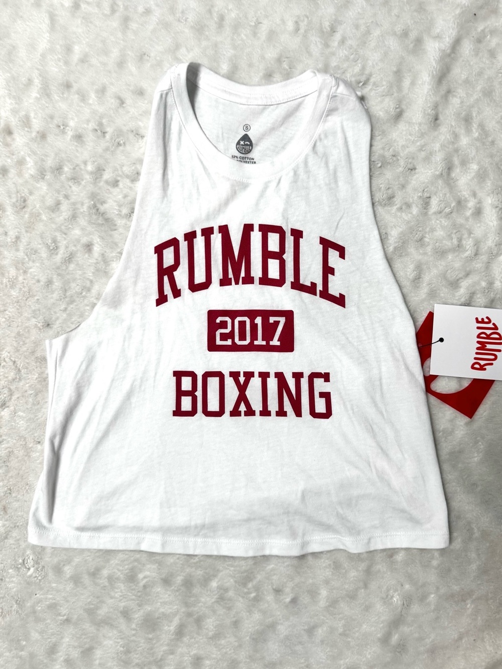 NWT- RUMBLE Boxing Graphic Muscle Tank Top - White with Red Print